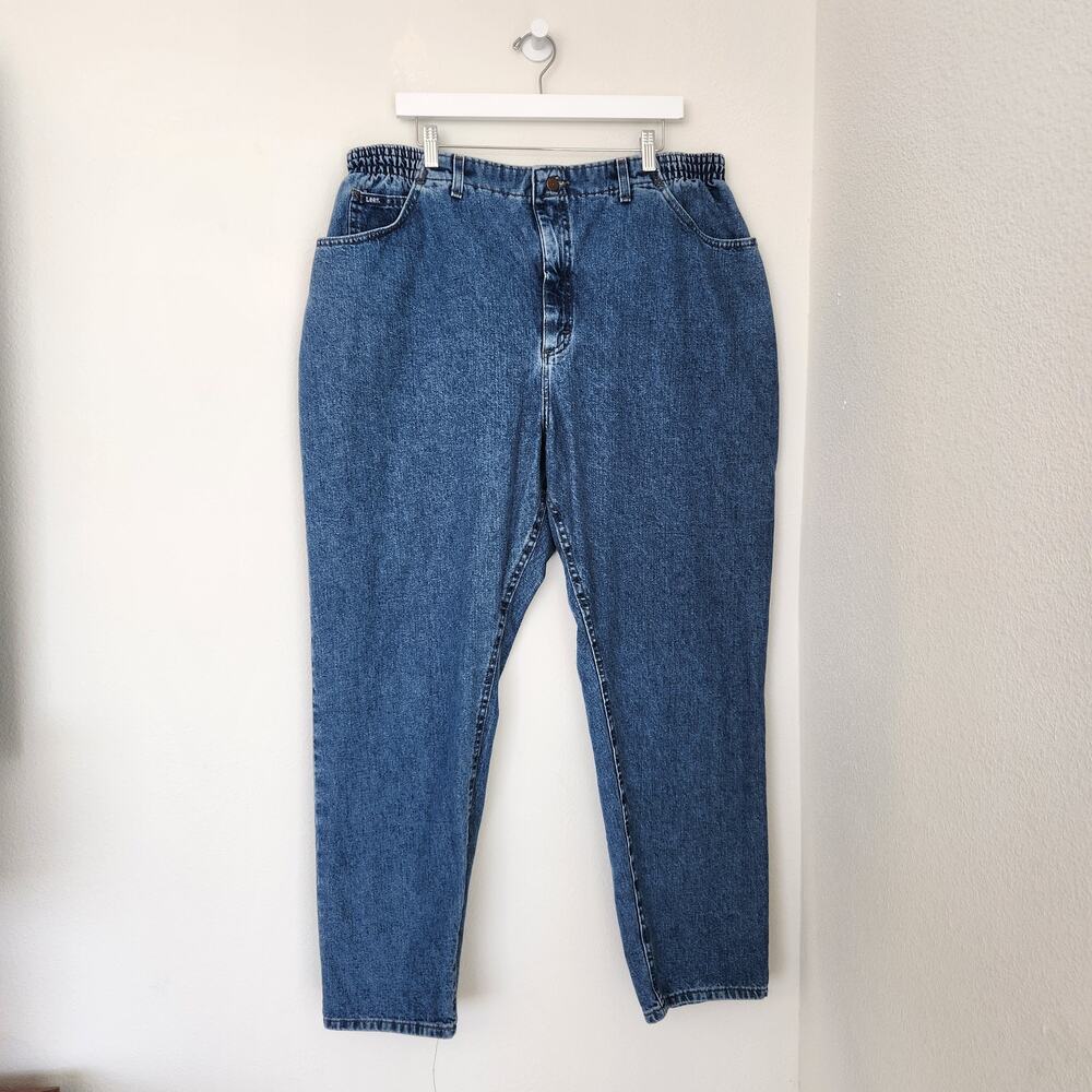 Vintage 90s Lee Medium Wash High Rise Tapered Leg Mom Jeans Plus Size 18